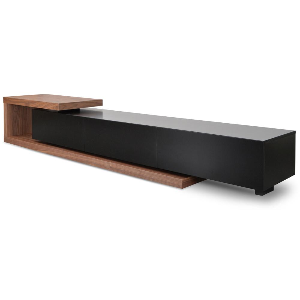 Extendable TV Entertainment Unit - Walnut - Black matt