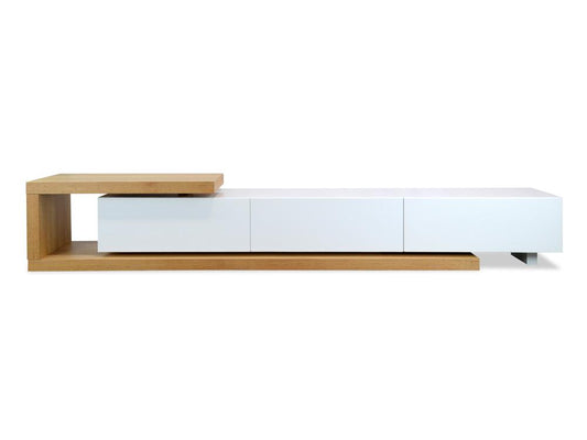 2.4m-3.07m TV Entertainment Unit - Natural - White