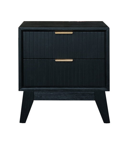 Aralyn 2 Drawer Bedside Table - Brushed Black