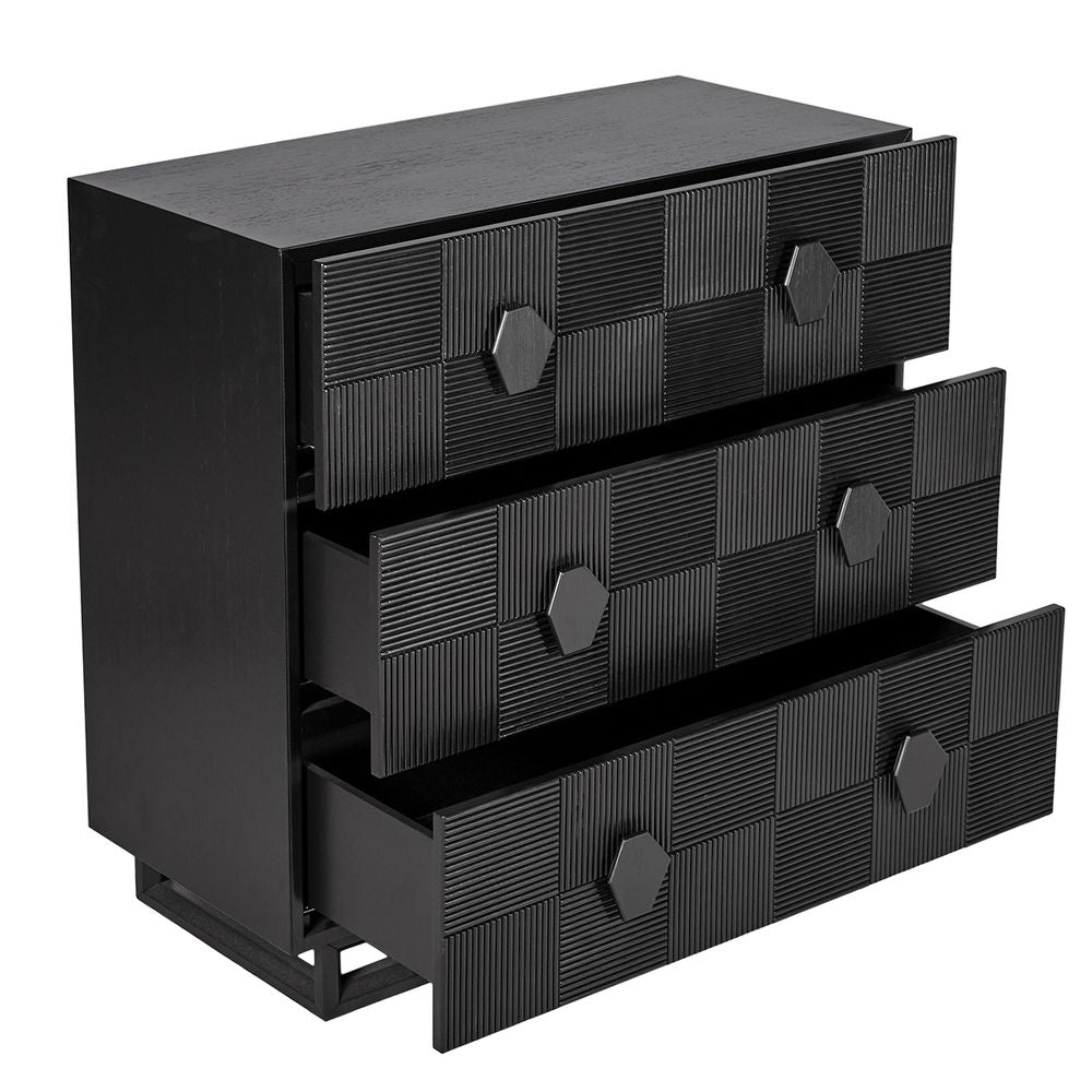 Alton 3 Drawer Chest - Black