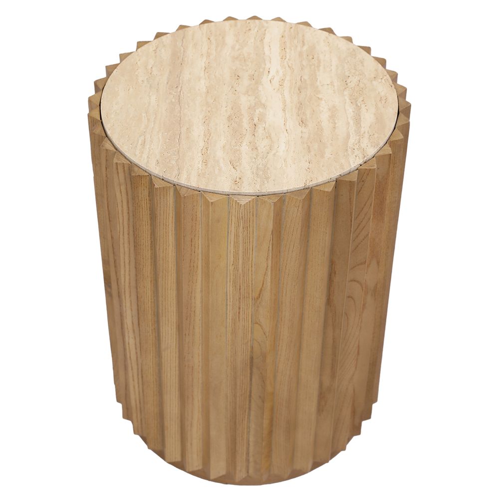 Carter Travertine Side Table - Walnut