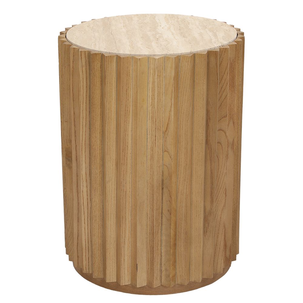 Carter Travertine Side Table - Walnut