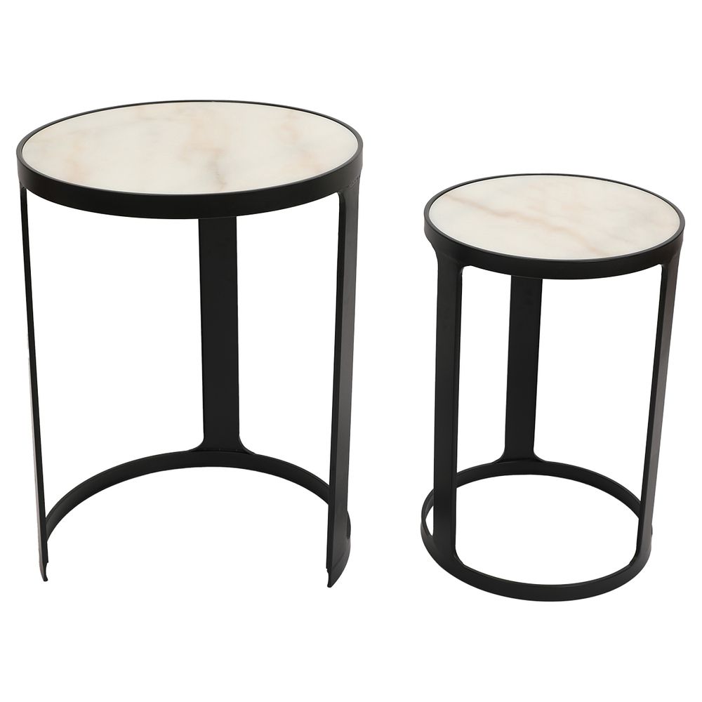 Isabelle Marble Nesting Side Tables - Black