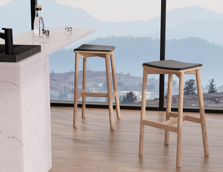 Andi Stool - Natural Finish - Backless with Pad