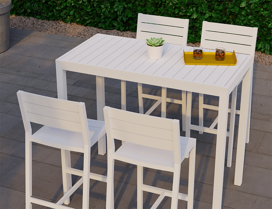 Halki Stool With Backrest - White