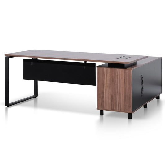 1.8m Executive Desk Left Return with Black Legs - Walnut