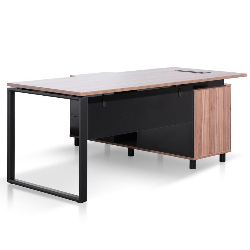 1.8m Executive Desk Left Return with Black Legs - Walnut