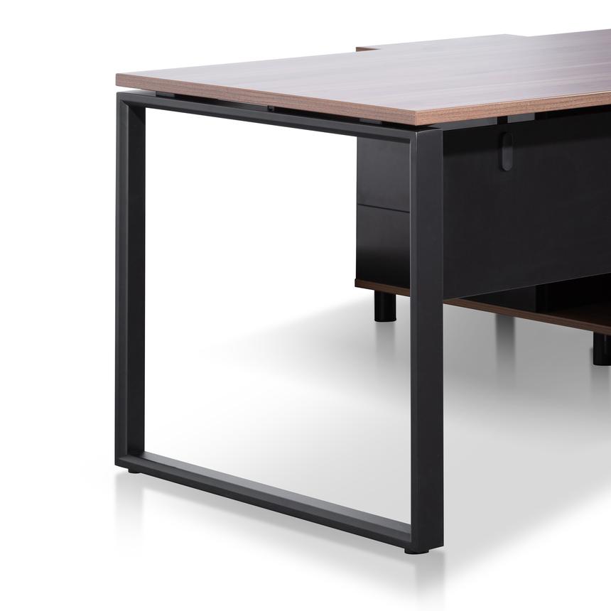 1.8m Executive Desk Left Return with Black Legs - Walnut