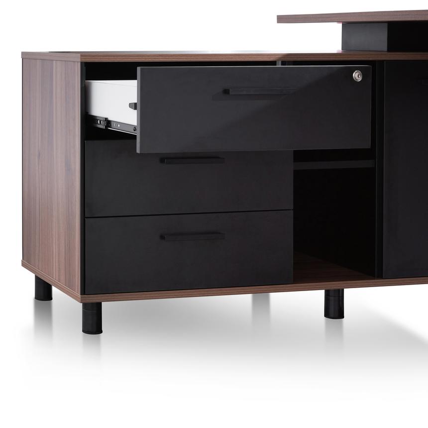 1.8m Executive Desk Left Return with Black Legs - Walnut