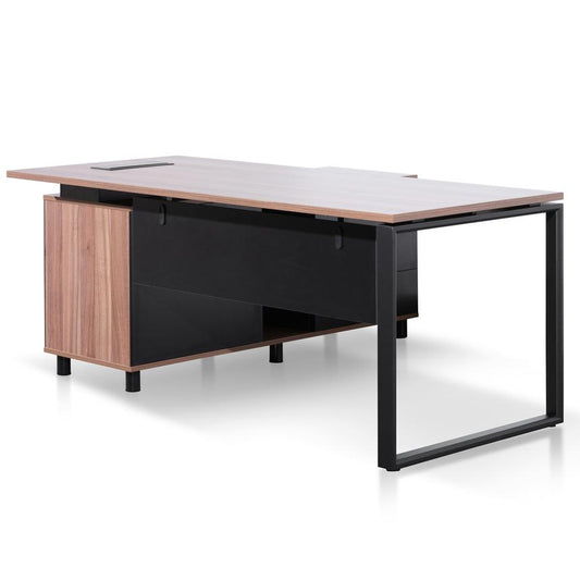 1.8m Executive Desk Right Return with Black Legs - Walnut