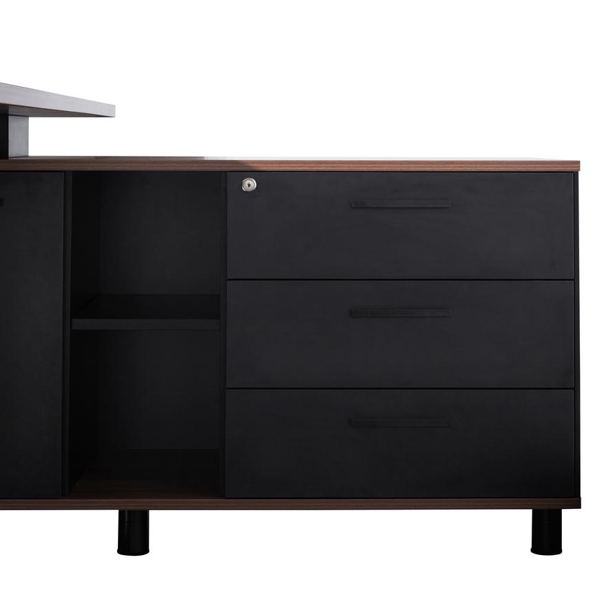 1.8m Executive Desk Right Return with Black Legs - Walnut