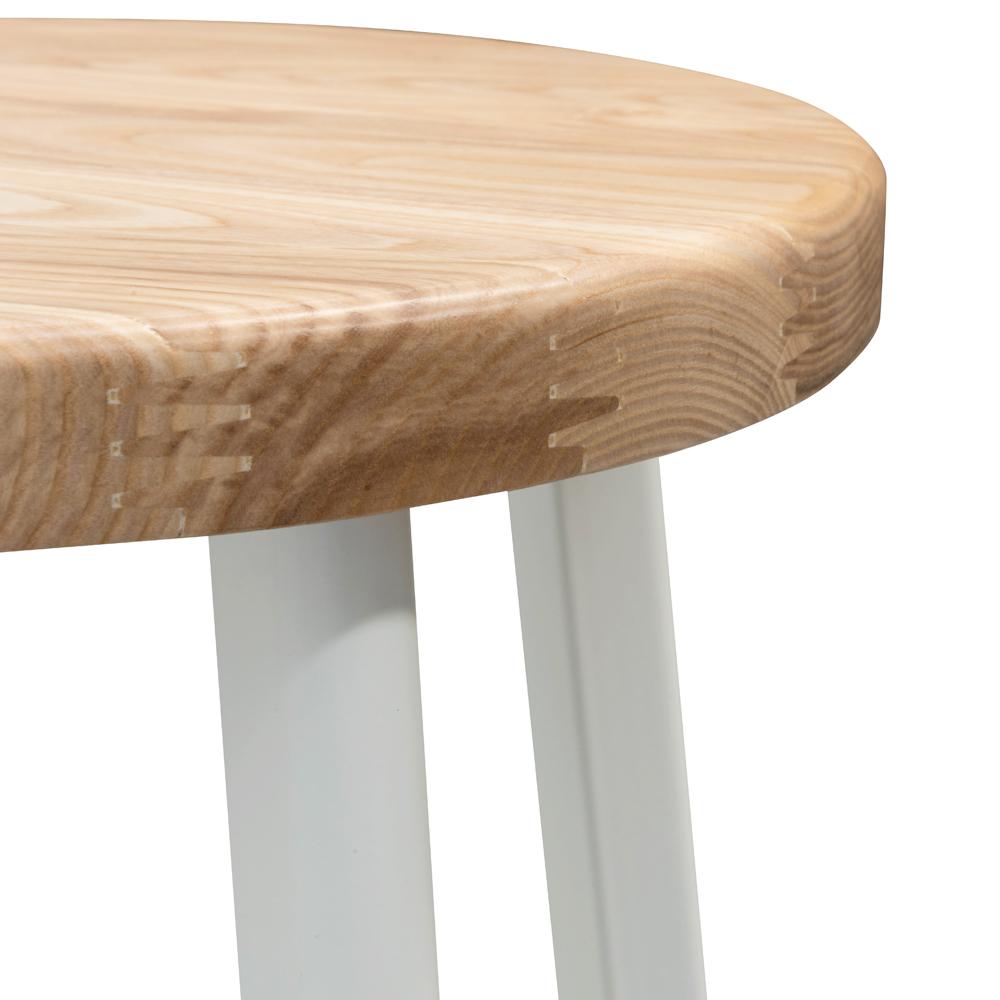 Set of 2 - James 65cm Natural Timber Seat Bar Stool - White Frame