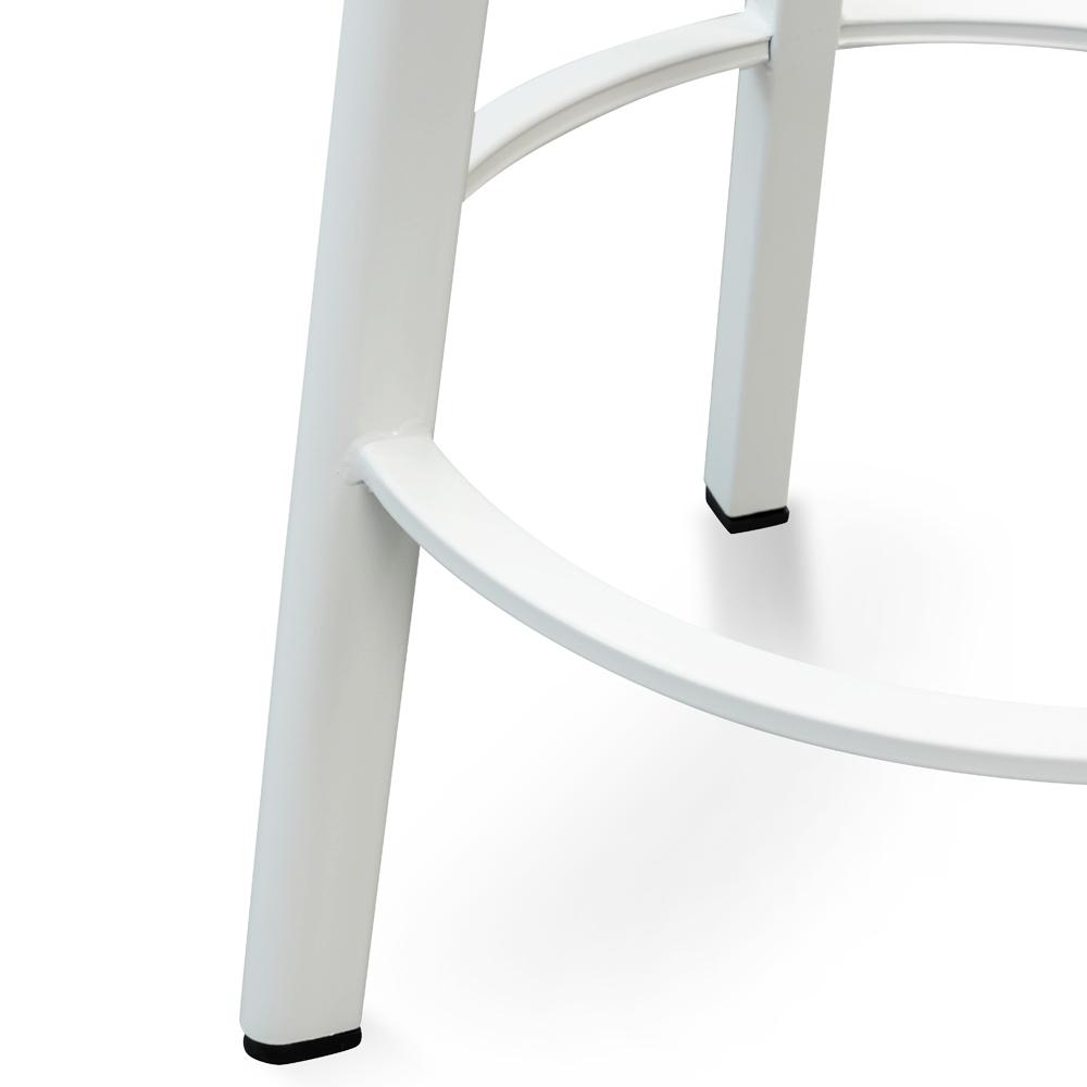 Set of 2 - James 65cm Natural Timber Seat Bar Stool - White Frame