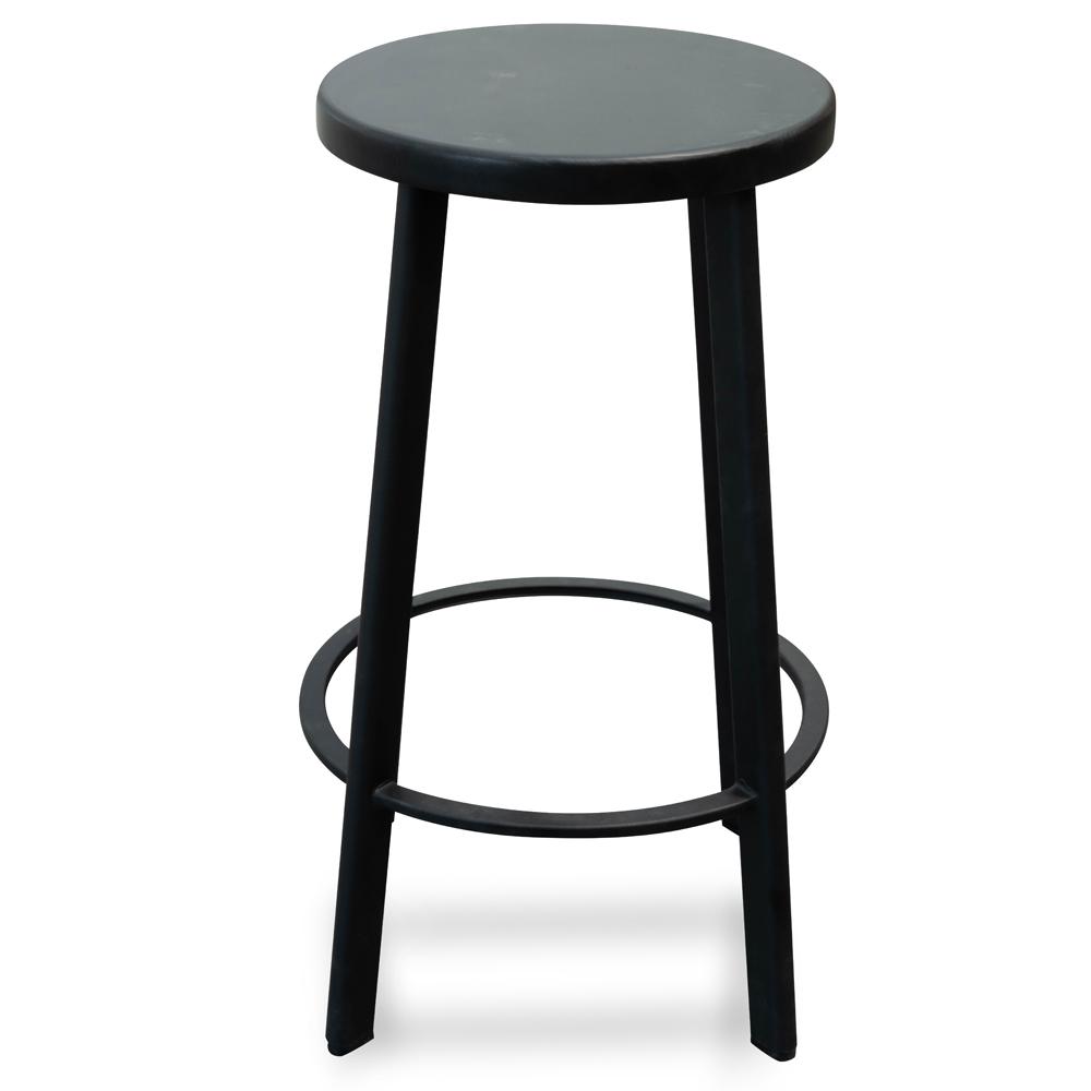 Set of 2 - James 65cm Timber Seat Bar Stool - Black
