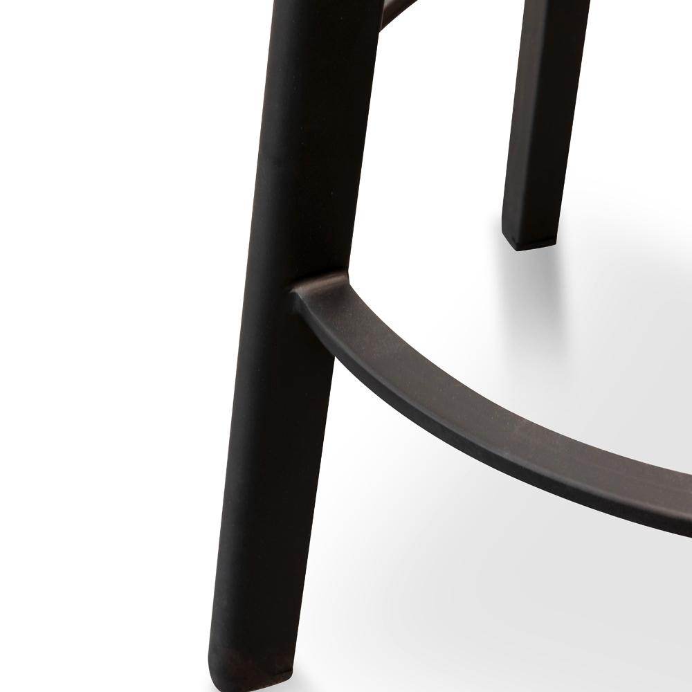 Set of 2 - James 65cm Bar Stool - Natural Timber Seat and Black Frame