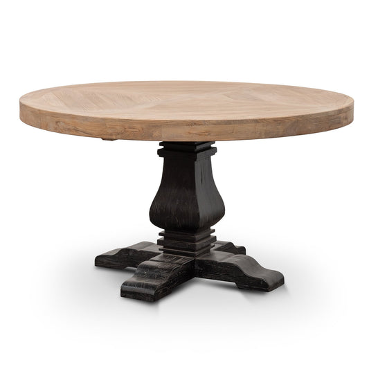 1.4m Natural Round Dining Table - Black Base