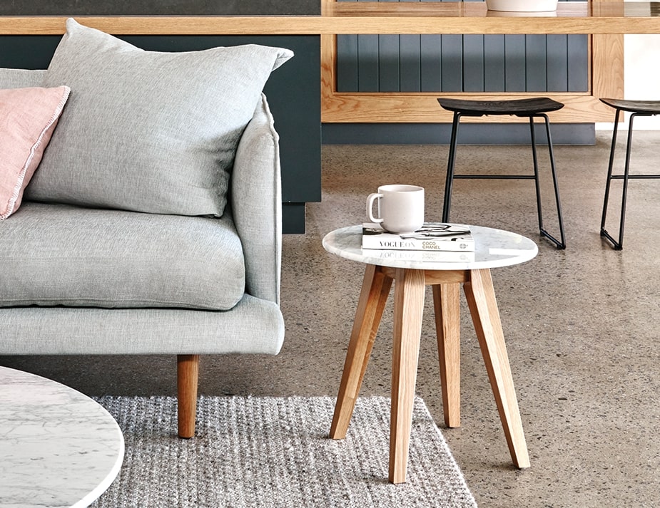 Copenhagen Round Side Table - Marble Top/Solid Oak Legs