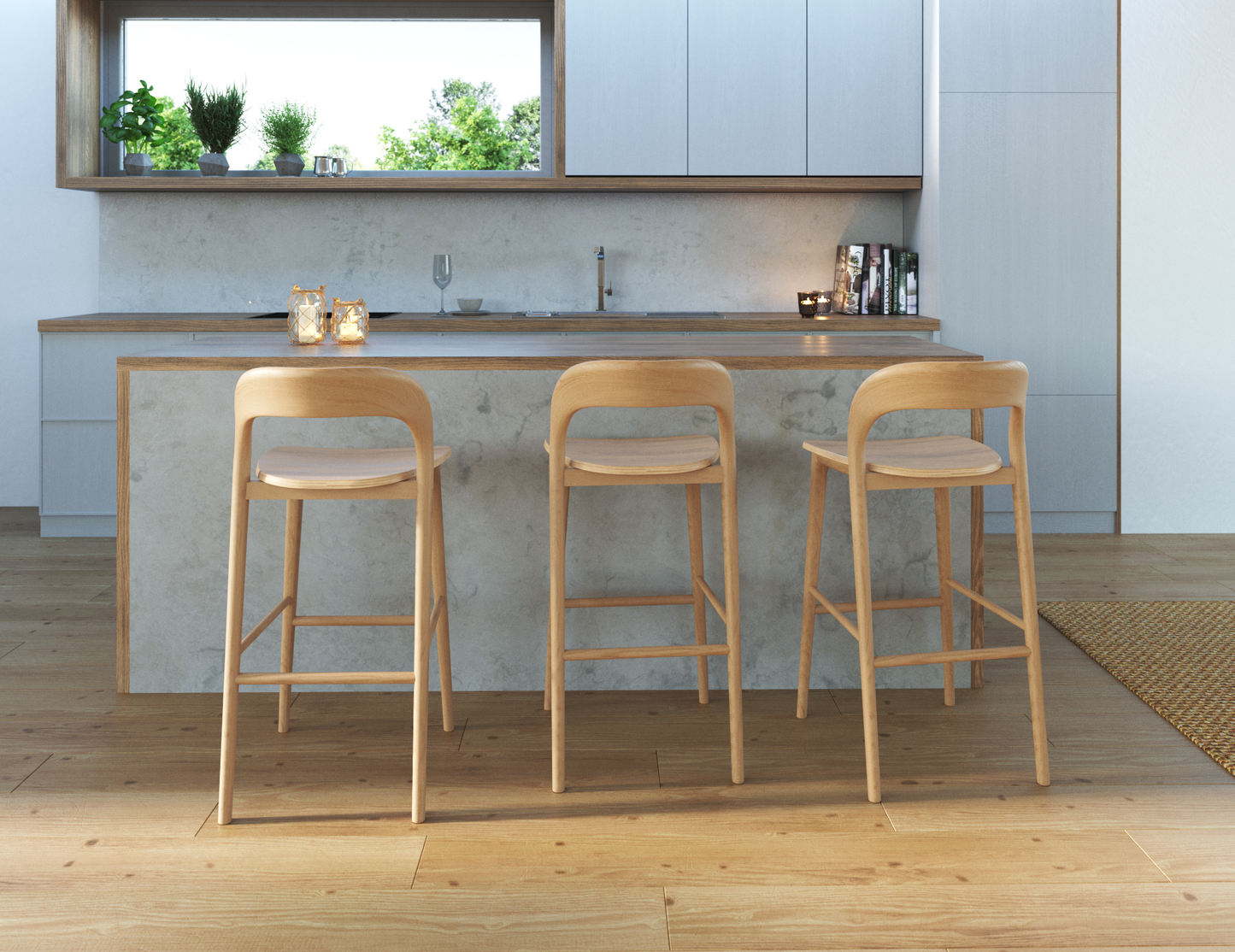 Mia Stool - Natural - 66cm Seat Height (Kitchen Bench Height)
