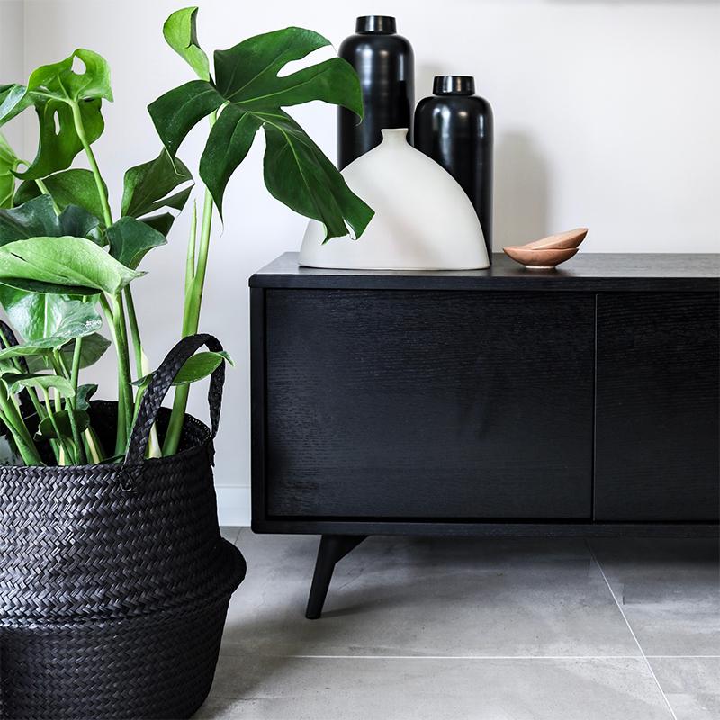 2.4m Entertainment TV Unit - Black Oak