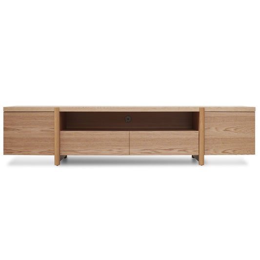 Oskar 2.1m Entertainment TV Unit - Lowline - Full Natural - Timber Legs