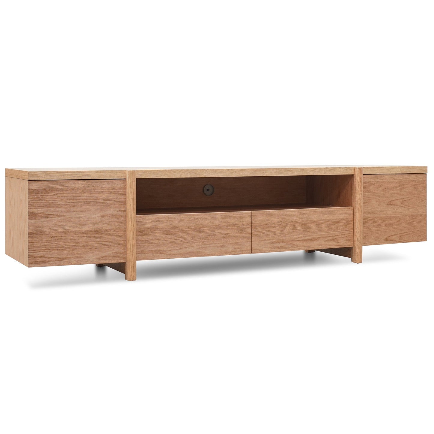 2.1m Entertainment TV Unit - Lowline - Full Natural - Timber Legs