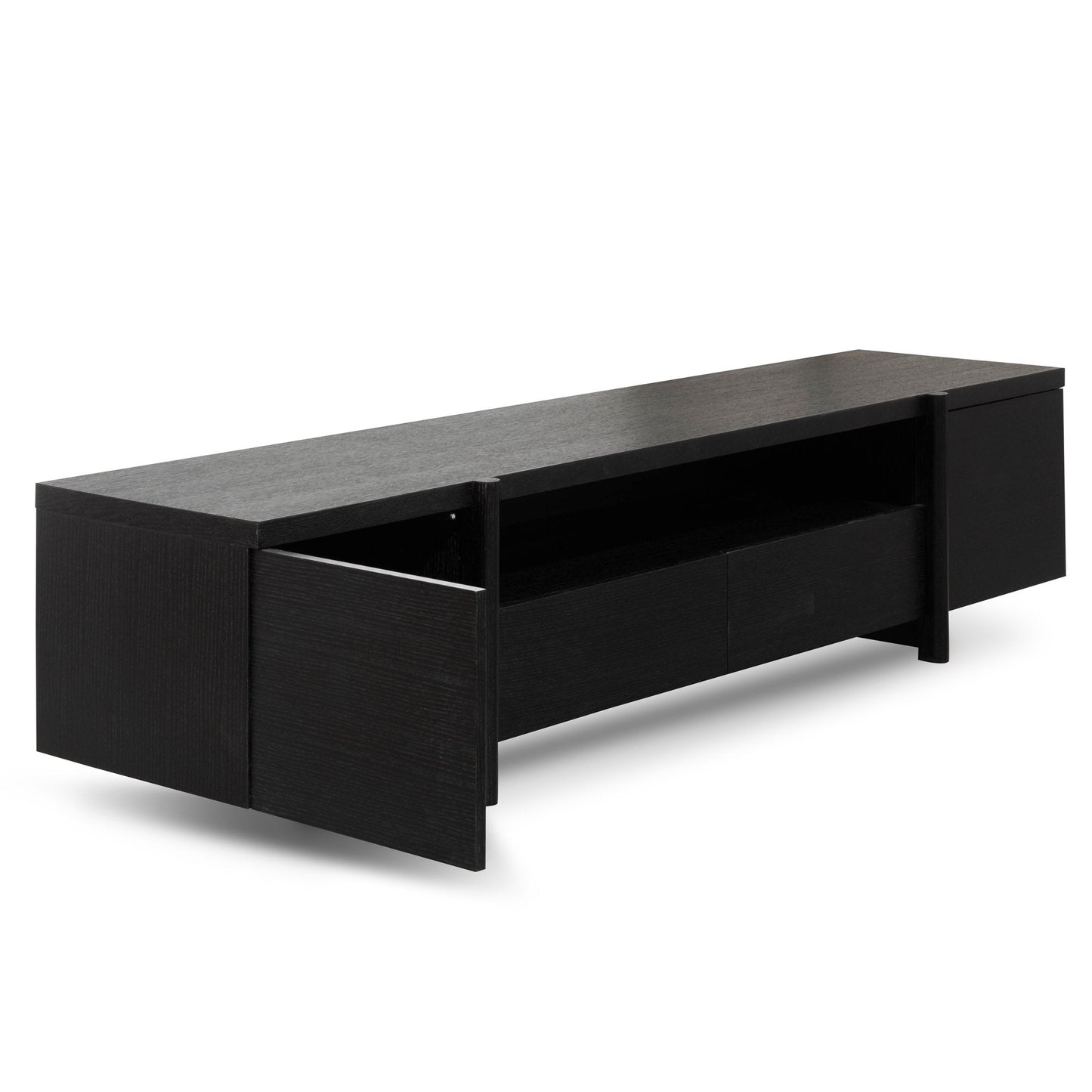 Lowline 2.1m Entertainment TV Unit - Black Oak - Timber Legs