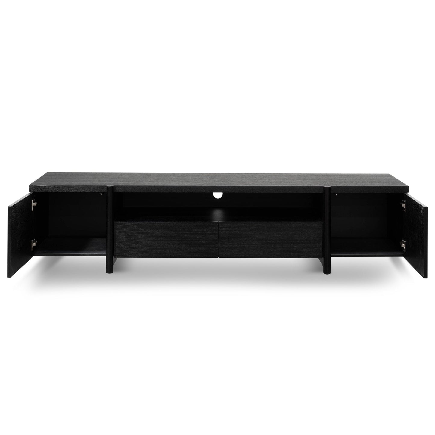 Lowline 2.1m Entertainment TV Unit - Black Oak - Timber Legs