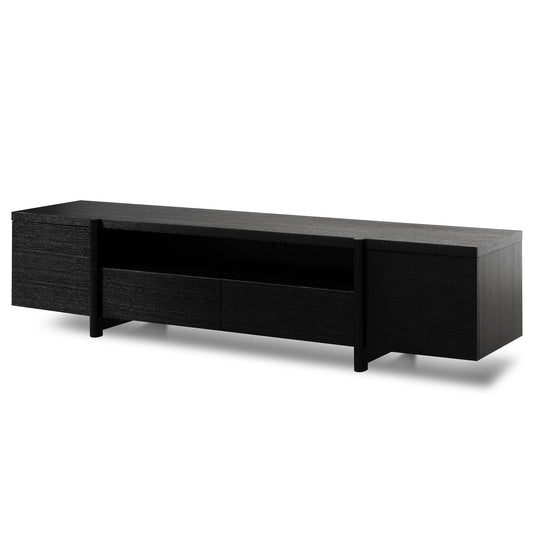 Lowline 2.1m Entertainment TV Unit - Black Oak - Timber Legs