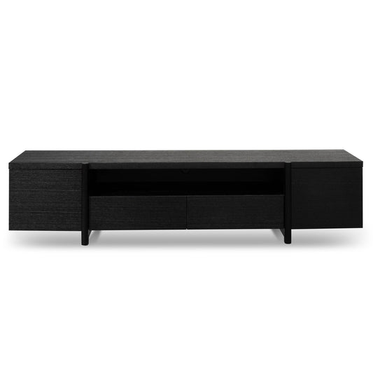 Esben Lowline 2.1m Entertainment TV Unit - Black Oak - Timber Legs
