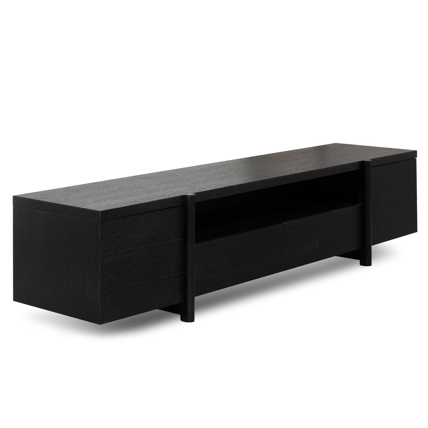 Lowline 2.1m Entertainment TV Unit - Black Oak - Timber Legs