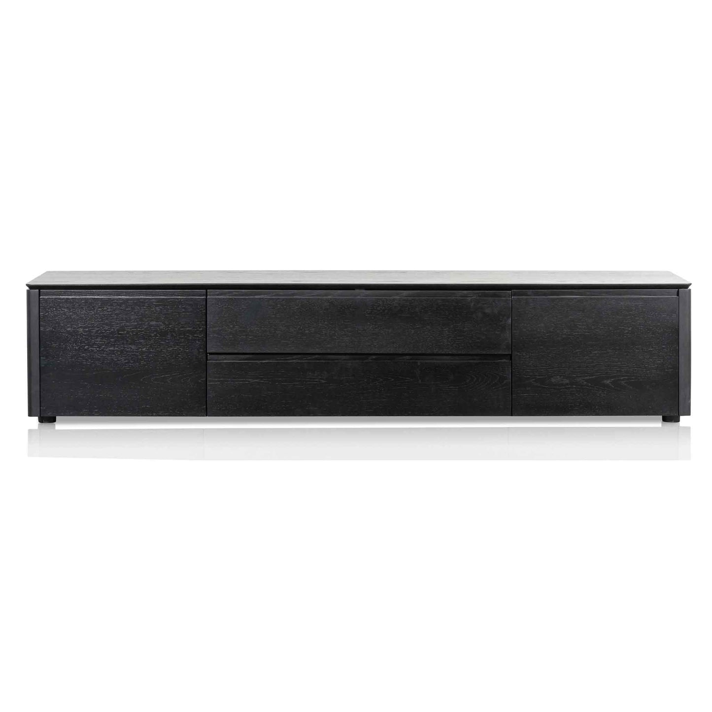 TV Entertainment Unit with Middle Drawer - Black Oak