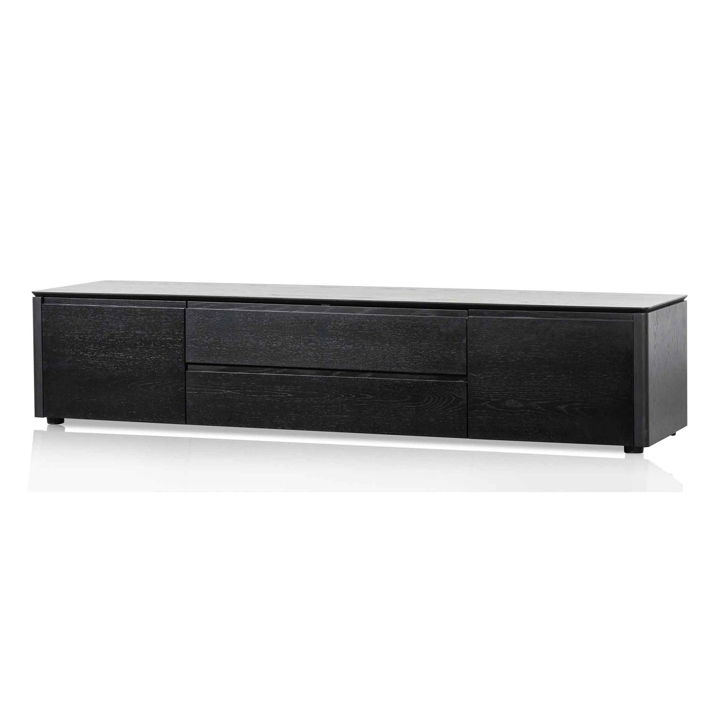 TV Entertainment Unit with Middle Drawer - Black Oak