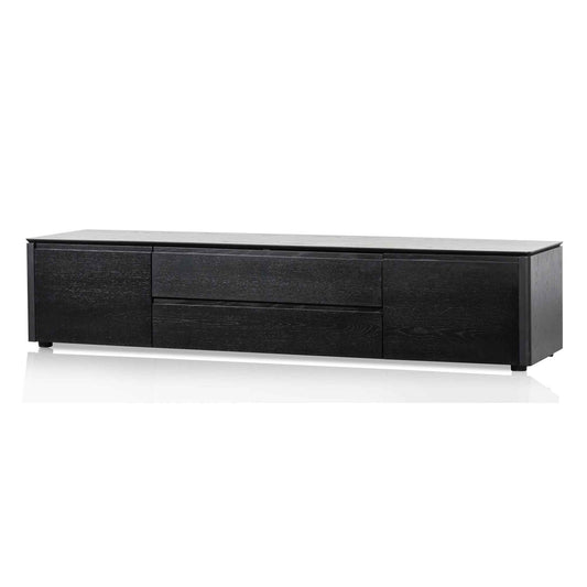 TV Entertainment Unit with Middle Drawer - Black Oak