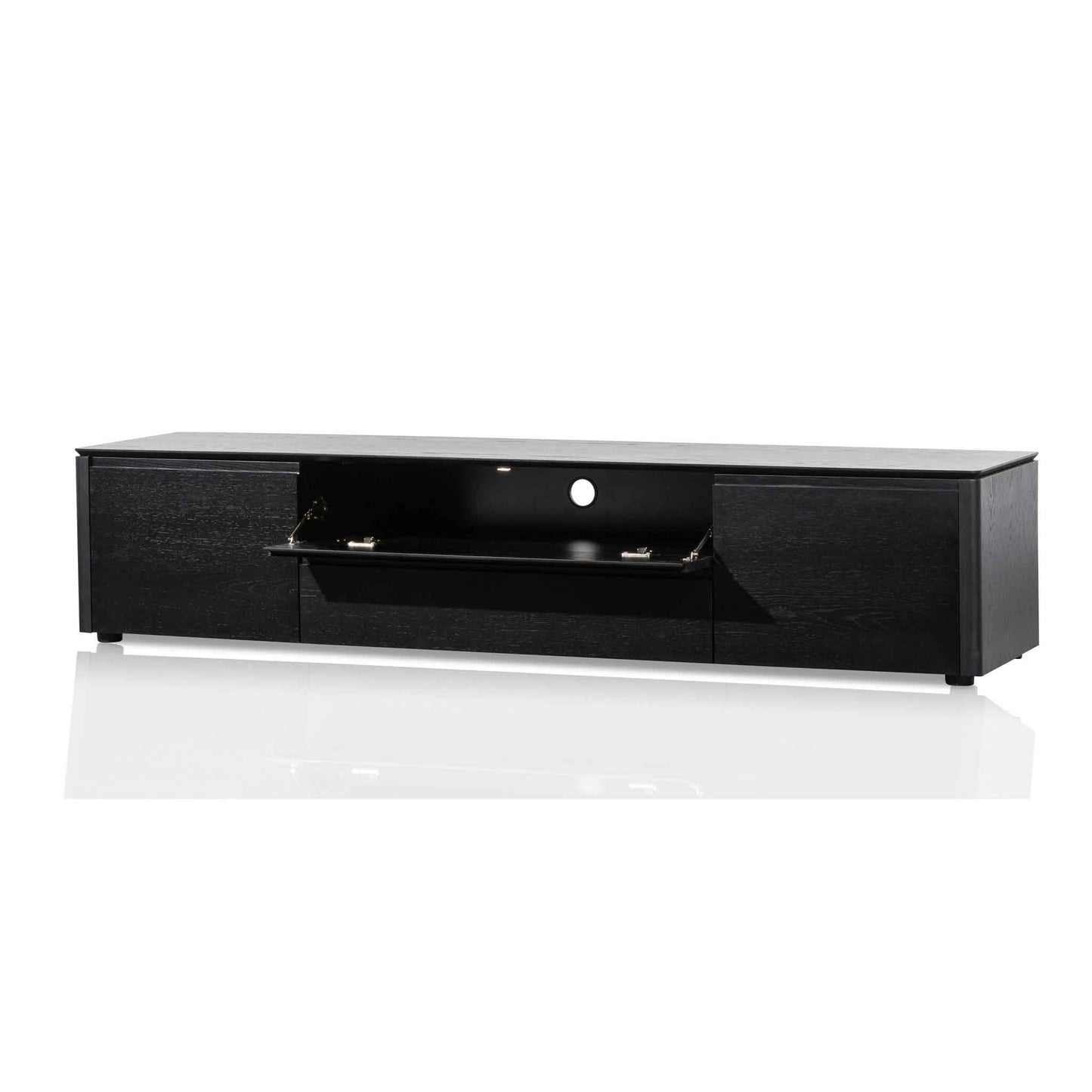 TV Entertainment Unit with Middle Drawer - Black Oak
