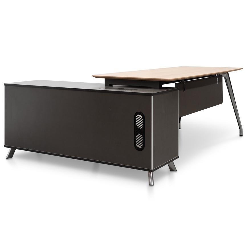 2m Right Return Office Desk - Natural - Black