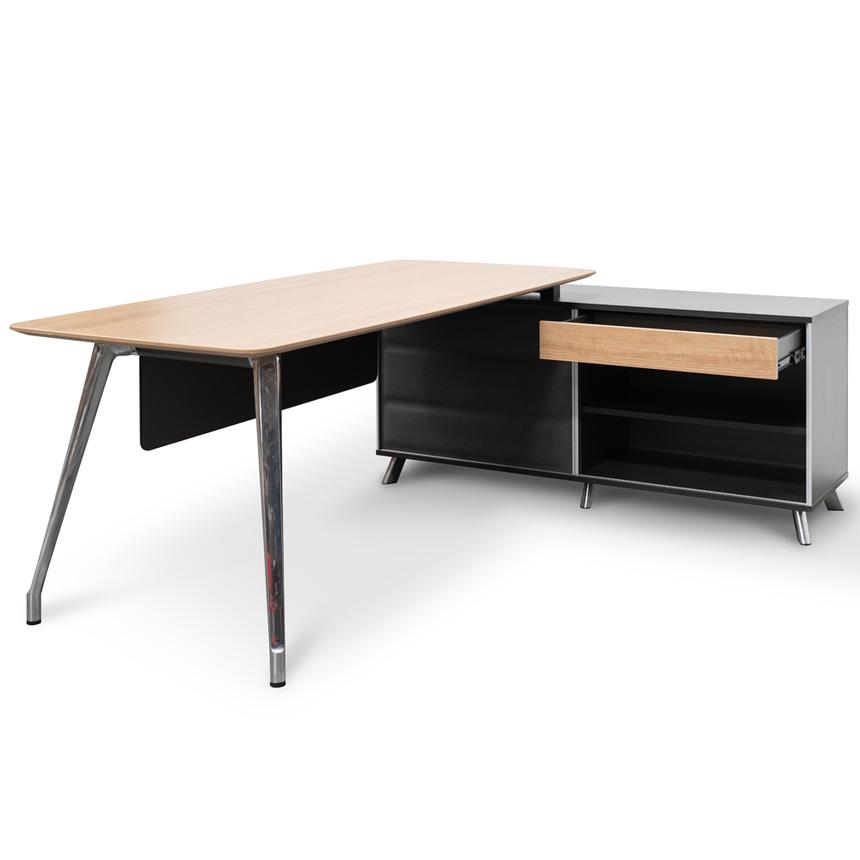 2m Right Return Office Desk - Natural - Black