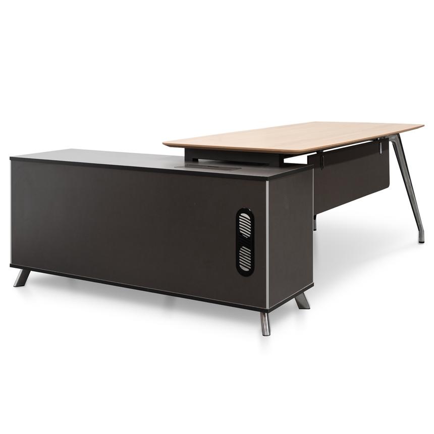 2m Right Return Office Desk - Natural - Black