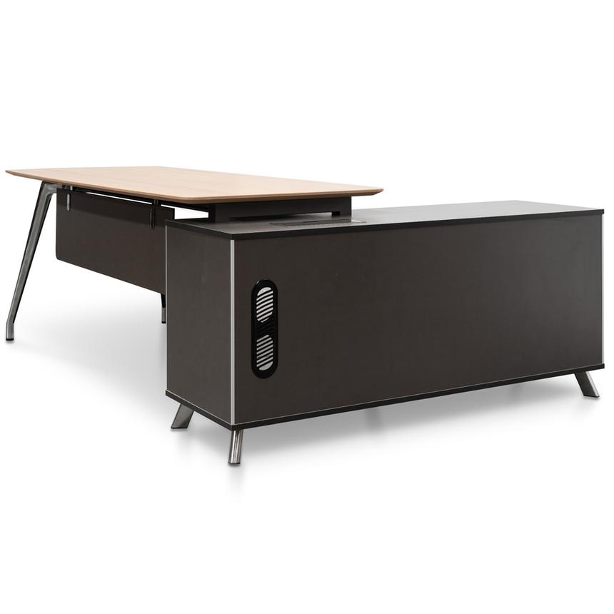 2m Left Return Office Desk - Natural - Black