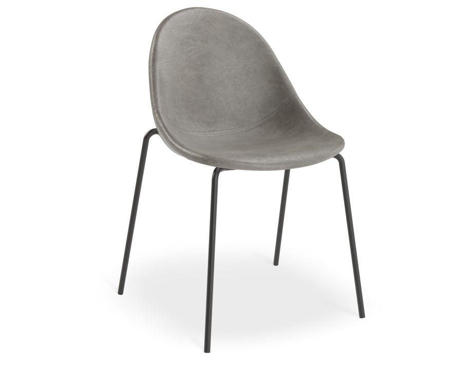 Pebble Chair Grey Upholstered Vintage Seat - 4 Post - Black