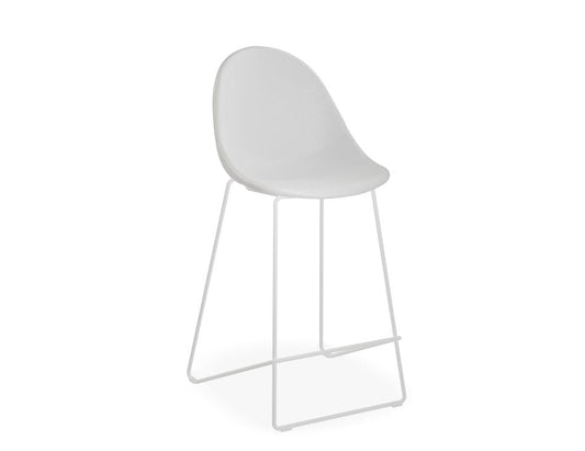 Pebble Stool White Upholstered Seat  - Counter Stool 65cm Seat - White Base