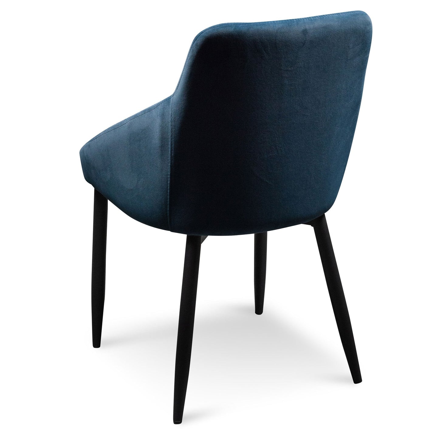 Ex Display - Rolf Dining Chair - Navy Blue Velvet in Black Legs