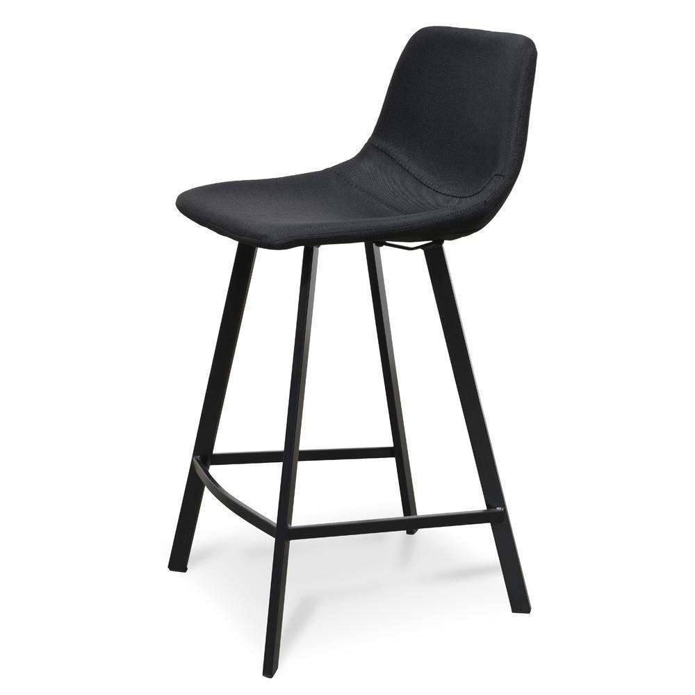 Set Of 2 - Duke 65cm Fabric Bar Stool - Black
