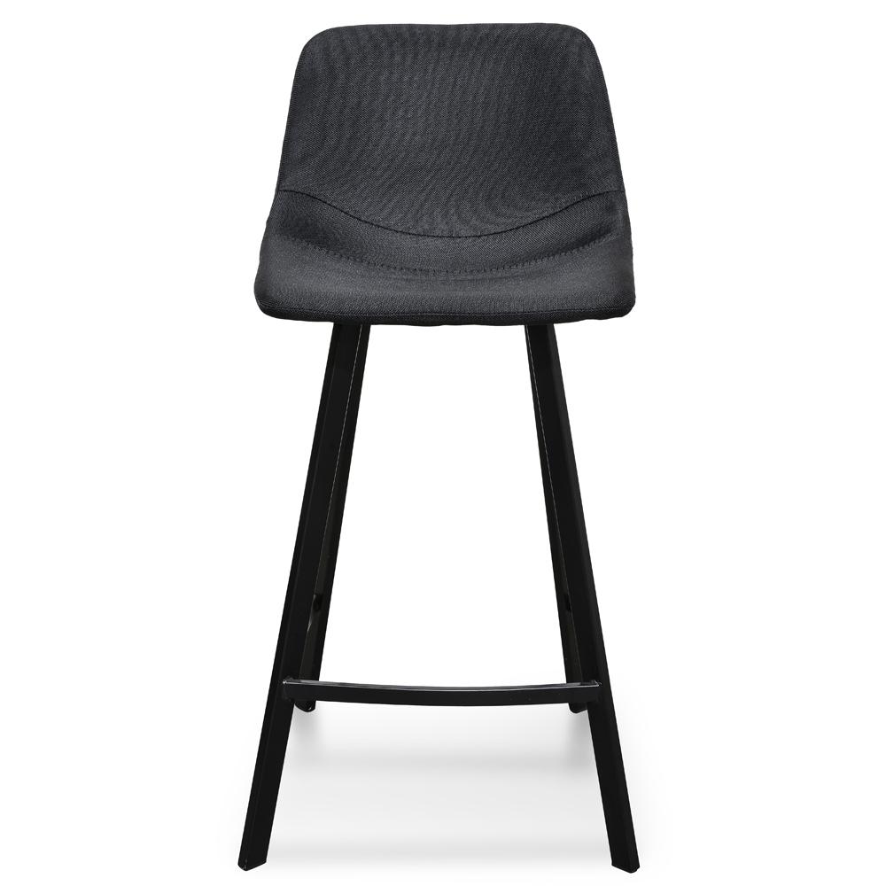 Set Of 2 - Duke 65cm Fabric Bar Stool - Black
