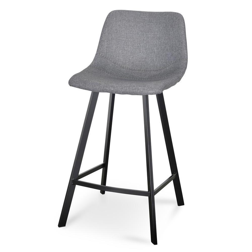 Set of 2 - Duke 65cm Fabric Bar Stool - Dark Grey - Last Set