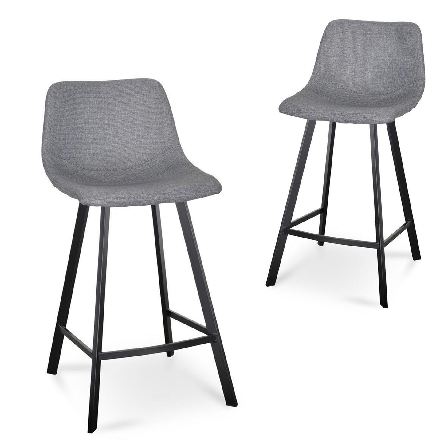 Set of 2 - Duke 65cm Fabric Bar Stool - Dark Grey - Last Set