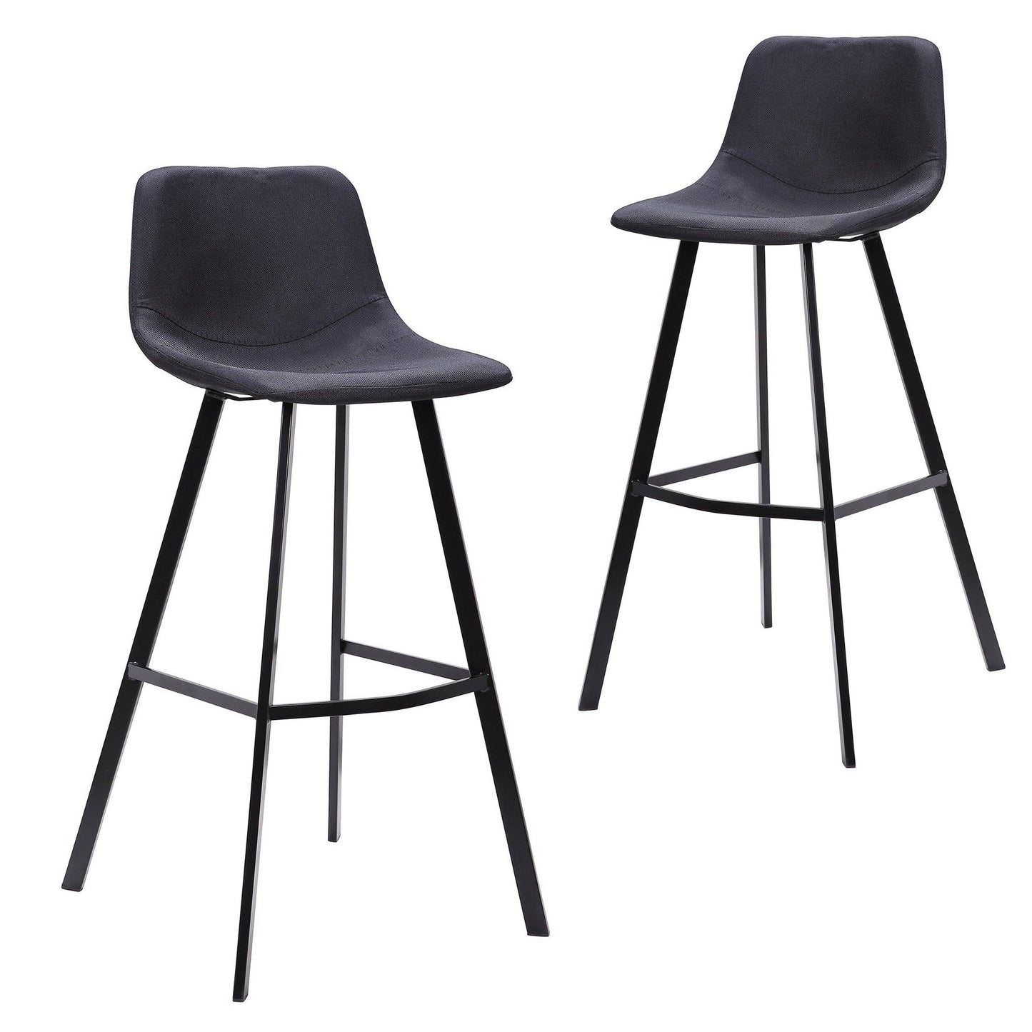 Set Of 2 - Duke 80cm Fabric Bar Stool in Black