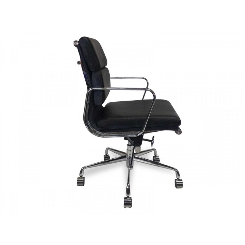 Low Back Office Chair - Black Leather