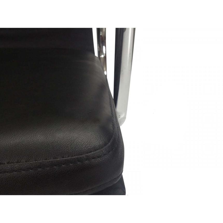 Low Back Office Chair - Black Leather