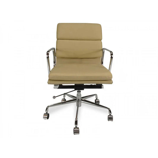 Low Back Leather Office Chair - Light Brown