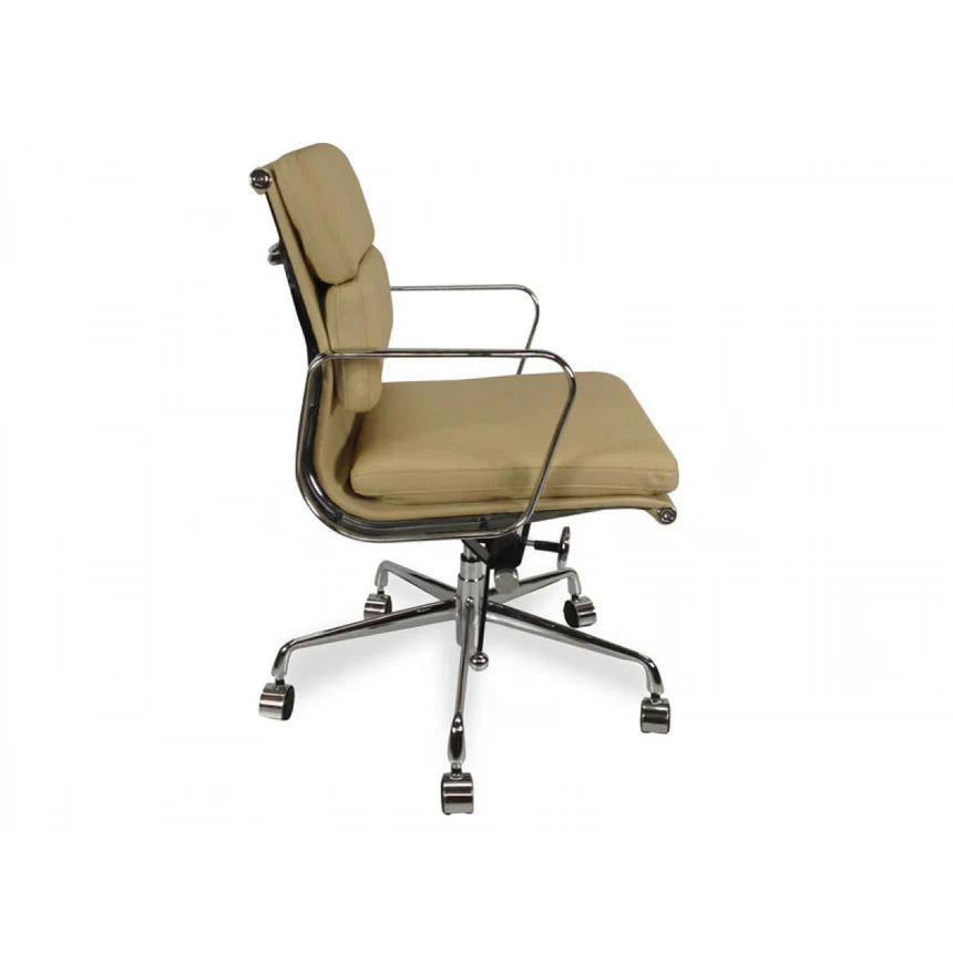 Low Back Leather Office Chair - Light Brown